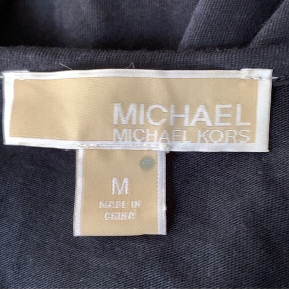 Michael Kors Women's Size Medium Blouse Black & Gold Sequins Holiday Christmas - Picture 10 of 12